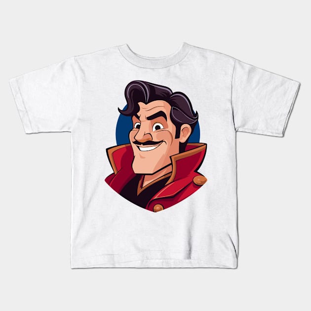 Gaston comic character face Kids T-Shirt by Creative Art Store
